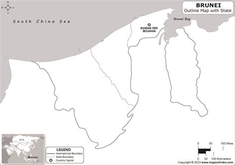 Brunei Outline Map Brunei Outline Map With State Boundaries