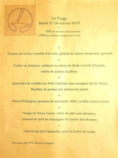 Menu At La Forge Restaurant Le Subdray