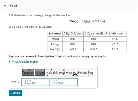 Solved Calculate The Standard Entropy Change For The