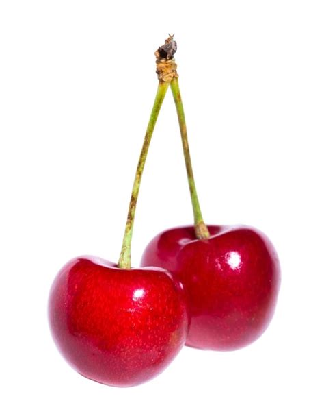 Premium Photo Two Organic Sweet Cherries Isolated On A White Background