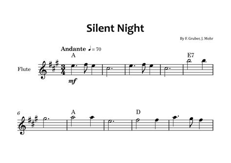 Silent Night Flute Solo With Chord Notations Arr Glauco Fernandes Sheet Music Franz