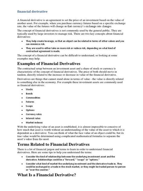 Financial Derivative Pdf Derivative Finance Futures Contract