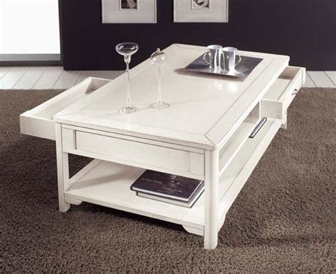 Table Basse Salon Blanc Bois Emberizaone Fr