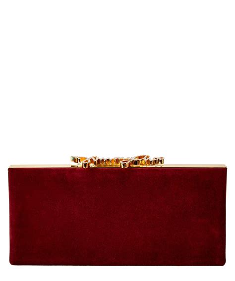 Jimmy Choo Celeste Suede Clutch With Crystal Clasp