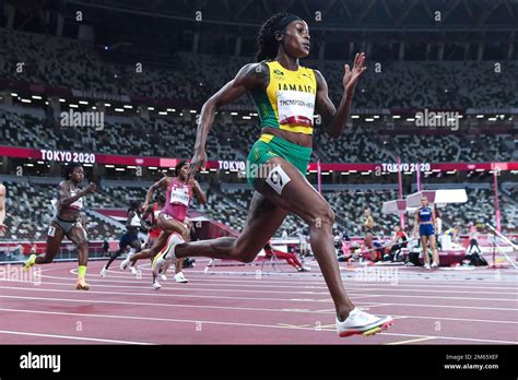 Elaine Thompson-Herah (JAM) competing in the Women's 200 metres ...