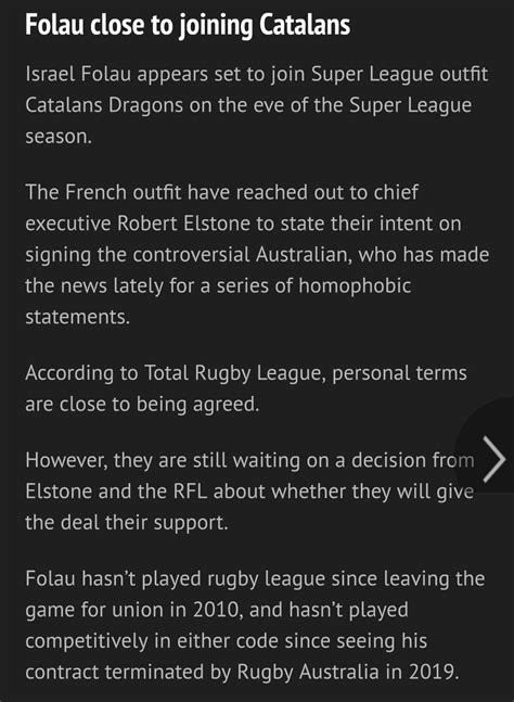 Israel Folau close to joining Catalans Dragons : r/superleague