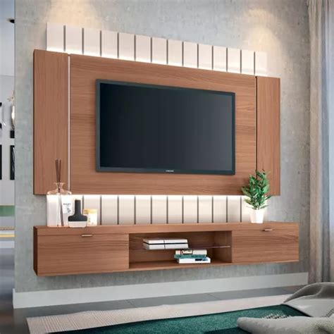 Panel Hb M Veis Illusion Para TV Hasta 55 Nature Off White De Mdf Mdp