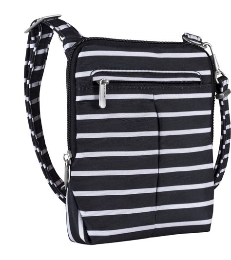 Travelon Anti Theft Classic Light Mini Crossbody Bag Black W White Stripe Uk Shoes