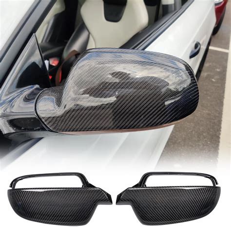 Real Carbon Fiber Mirror Cover Door Wing Rearview Side Mirror Caps S Line For Audi