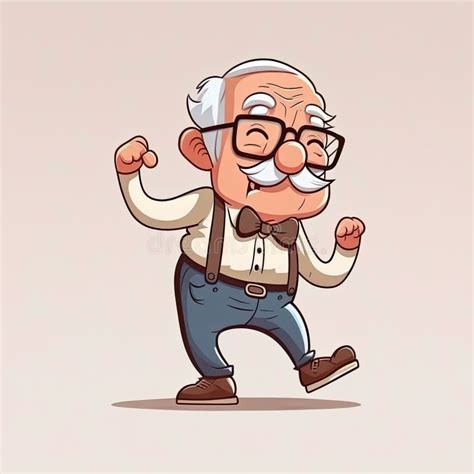 An Old Man With White Hair Dancing And Celebrating The International