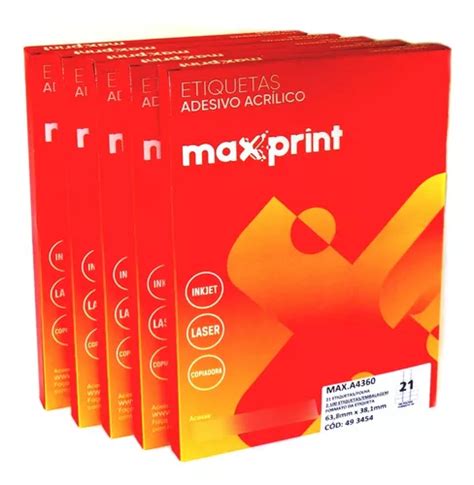 Etiquetas A4360 38 1mm X 63 5mm Pack 5 Caixas Maxprint