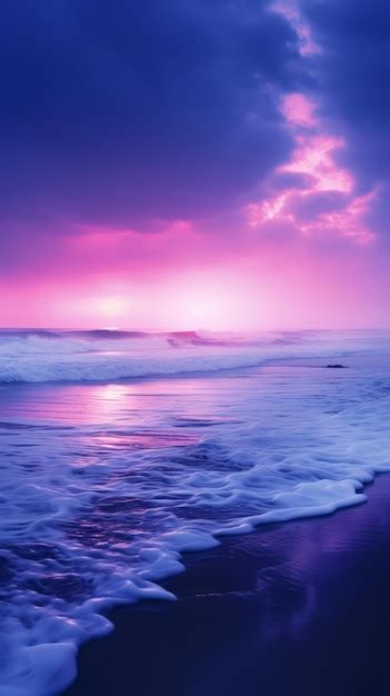 Premium AI Image A Stunning Purple And Blue Sunset Over The Ocean