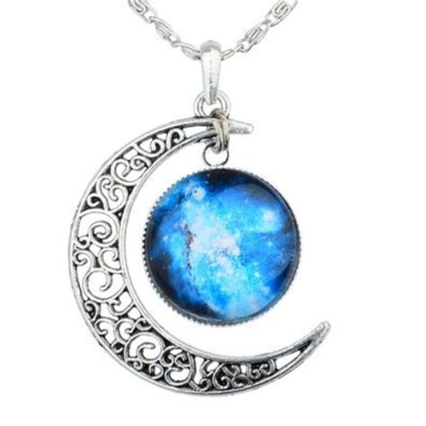 Galaxy Moon Necklace Galaxy Necklace Crescent Moon Necklace Etsy