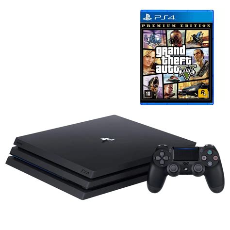 Playstation 4 Pro Ps4 Semi Novo 1TB 1 Controles Original GTA V