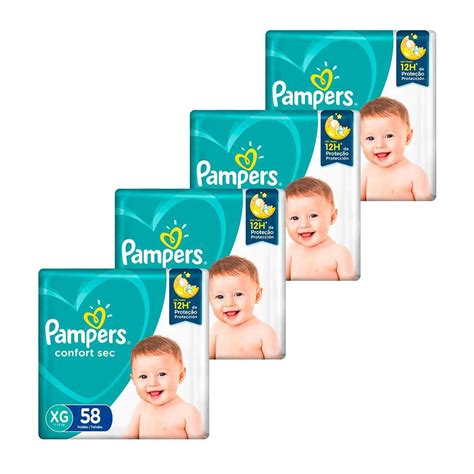 Kit De Fraldas Pampers Confort Sec Super Xg Com 232 Unidades 4 Pacotes