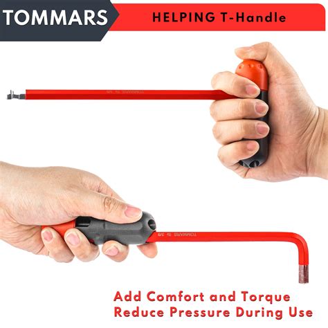 Tommars Hex Key Set Magnetic Ball End S Steel With T Handle Hex Key