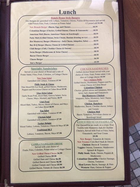 Menu At Ranch House Restaurant Tampa W Hillsborough Ave