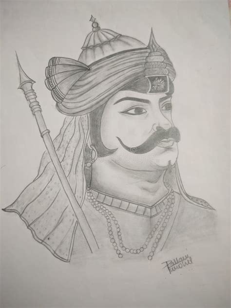 The Great Hindu Warrior Maharana Pratap Singh Sketch Made By Pensil On