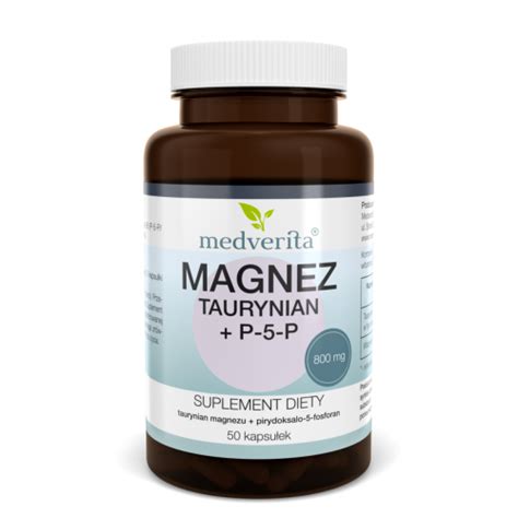 Magnez taurynian P 5 P 50 kapsułek Medverita suplementy diety