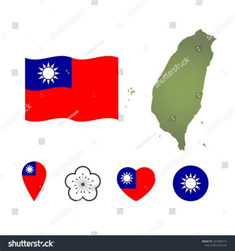 National Symbols Taiwan Map Flag National Stock Vector Royalty Free