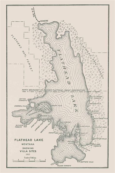 1915 Map of Flathead Lake Montana | Etsy