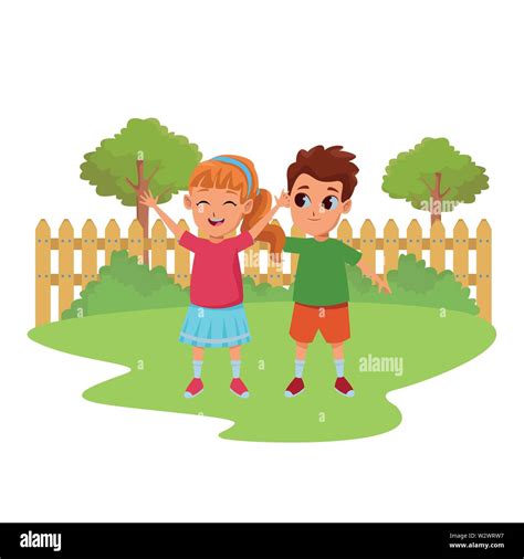 Kids friends playing and smiling cartoons Stock Vector Image & Art - Alamy