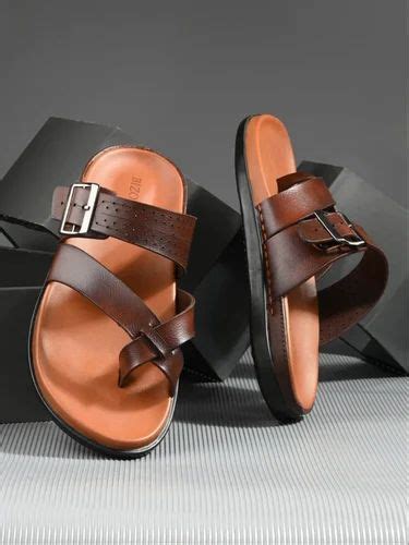 Men Tan Adjustable Strip Pu Slipper At Rs Pair Gents Pu Slipper