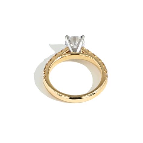 Pave Engagement Ring Setting, Round Diamond, 14K Yellow Gold