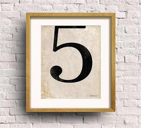 5 - Number Five Art Print, Numerology, Vintage Number Decor, Number ...