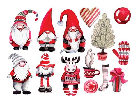 Watercolor Christmas Gnomes Clipart 5455794 Vector Art at Vecteezy