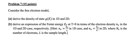 Solved Problem Points Consider The Free Electron Chegg