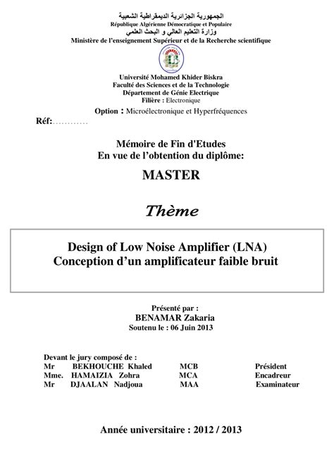 (PDF) Design of Low noise amplifier (LNA)