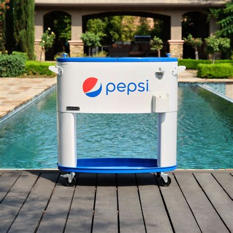 Permasteel Pepsi 80 Qt Outdoor Rolling Patio Cooler On Wheels Wayfair