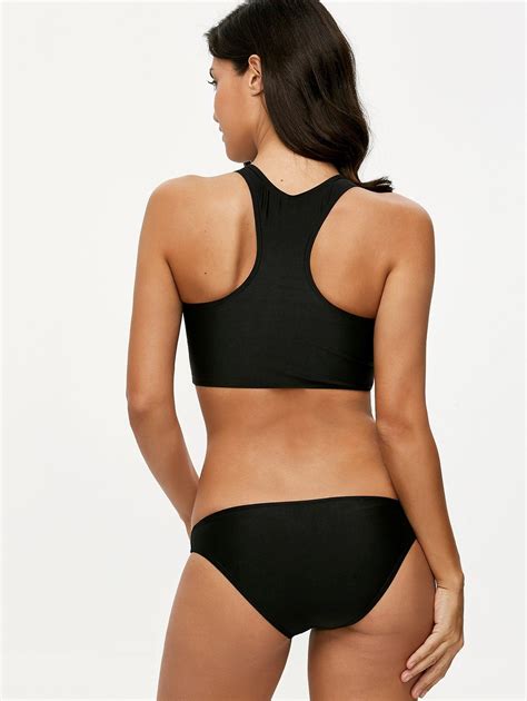 2018 High Neck Racerback Bikini Set BLACK L In Bikinis Online Store