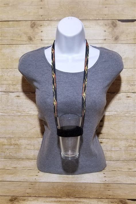 Drinking Lanyard Flames Cup Lanyard Beer Lanyard Adjustable Etsy