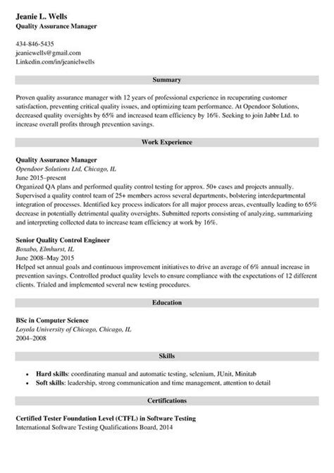 Quality Control Manager Resume Thehistorybucket Blog