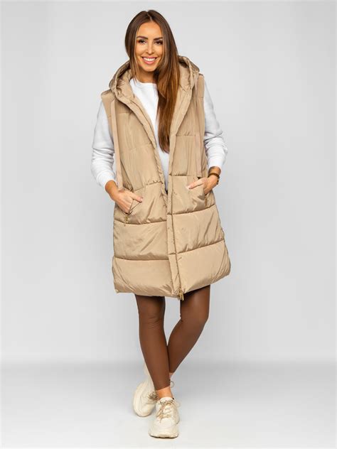 Chaleco Acolchado Largo Y Oversize Para Mujer Beige Bolf Beige