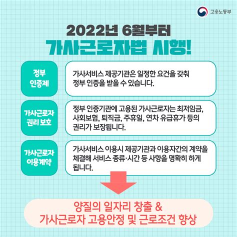 고용노동부 On Twitter 📍 정부 인증으로 안심 가사서비스 제도 2022년 6월부터 가사근로자법과 가사서비스 제도