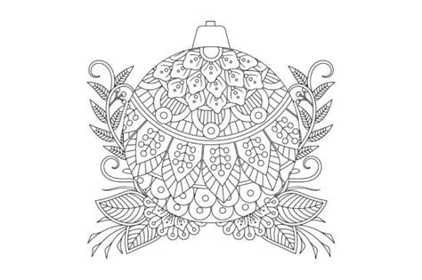 Christmas Ball Coloring Page With Floral Graphic By Ekradesign