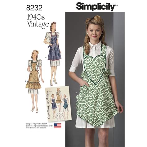 Simplicity Pattern 8232 1940s Vintage Aprons