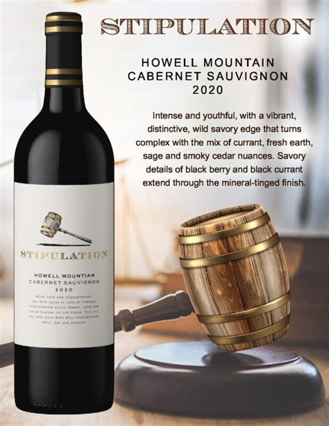 Stipulation Cabernet Sauvignon Howell Mountain 2020 22ss Tri Vin