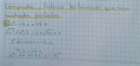 Comprueba Y Factorizan Los Trinomios Que Sean Cuadrados Perfectos