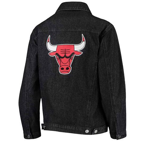 Black Button Up Patch Chicago Bulls Denim Jacket Jackets Masters