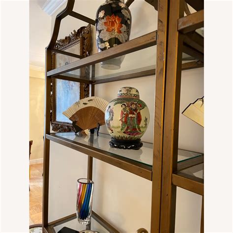 Two Bronze Framed Etageres with Glass Shelves - AptDeco