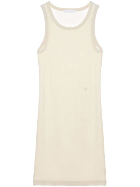 Helmut Lang Fine Ribbed Tank Minidress Neutrals Farfetch Uk