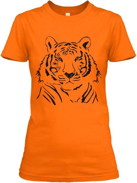 Cute Tiger T Shirt Orange Womens T Shirt Front Tiger T Shirt Cute