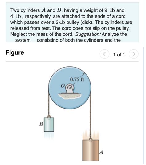 Solved Two Cylinders A And B Having A Weight Of 9 Lb And 4 Chegg