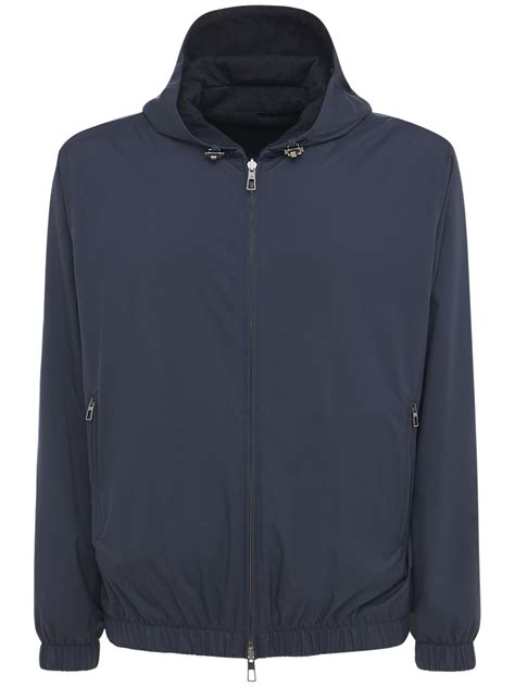 Loro Piana Reversible Windmate Hooded Bomber Jacket Bluenavy