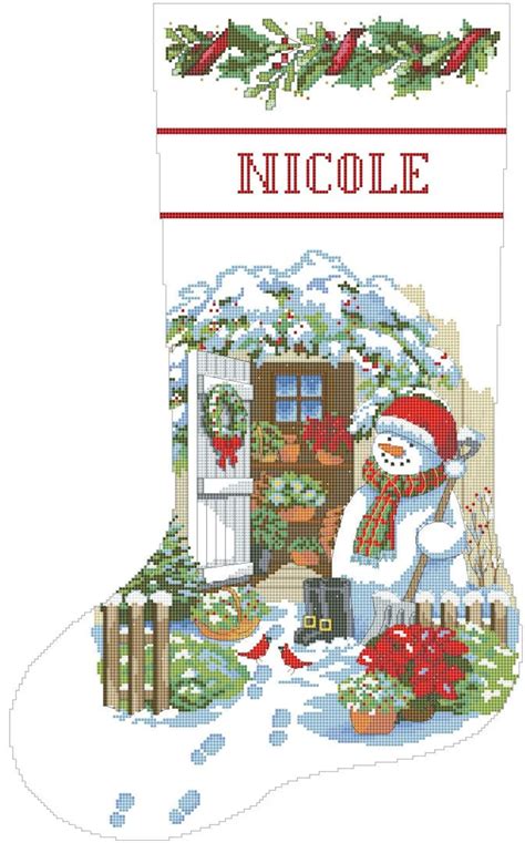 Garden Shed Snowman Christmas Stocking Counted Cross Stitch Etsy