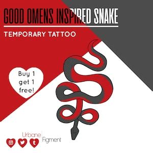 Good Omens Temporary Tattoo Snake Tattoo Crowley Cosplay Etsy